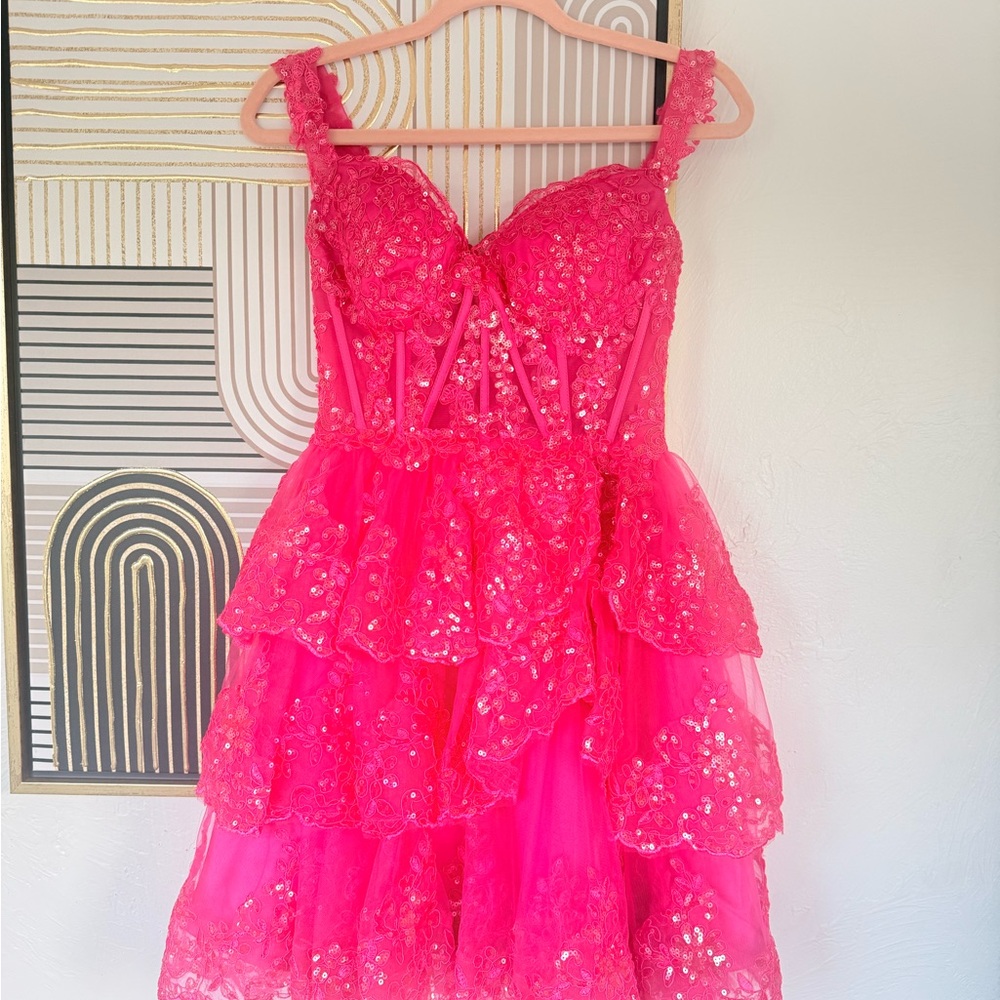 Elegant Pink Lace Dress